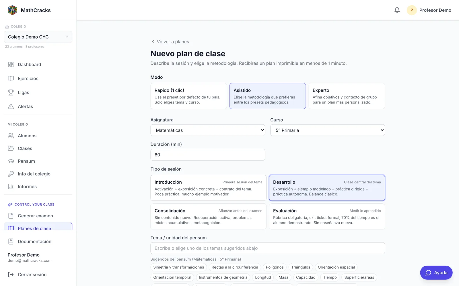 Planeación NEM en Control Your Class con contenido, PDA y ejes articuladores