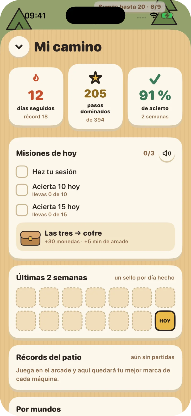 Streak, missions and progress